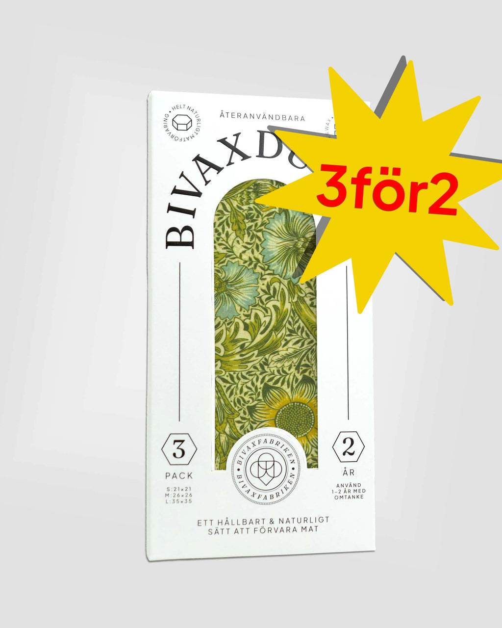 3-pack Bivaxdukar – Naturglöd