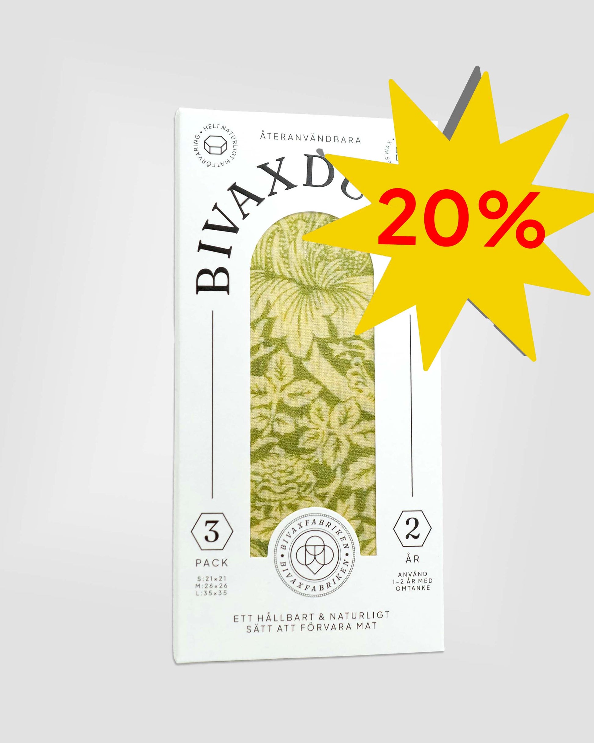 3-pack Bivaxdukar – Gröna Blad