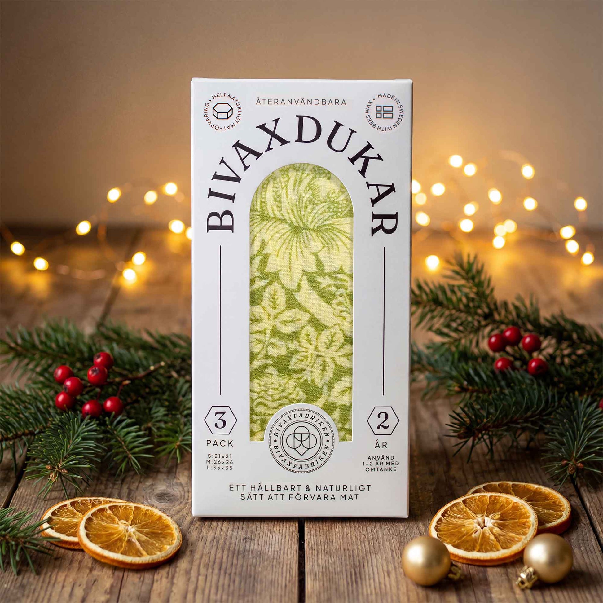 3-pack Bivaxdukar – Gröna Blad